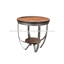 Industrial Metal and Wood Round Coffee table